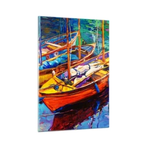 Obraz na skle - Na vode hustej od farieb - 70x100 cm