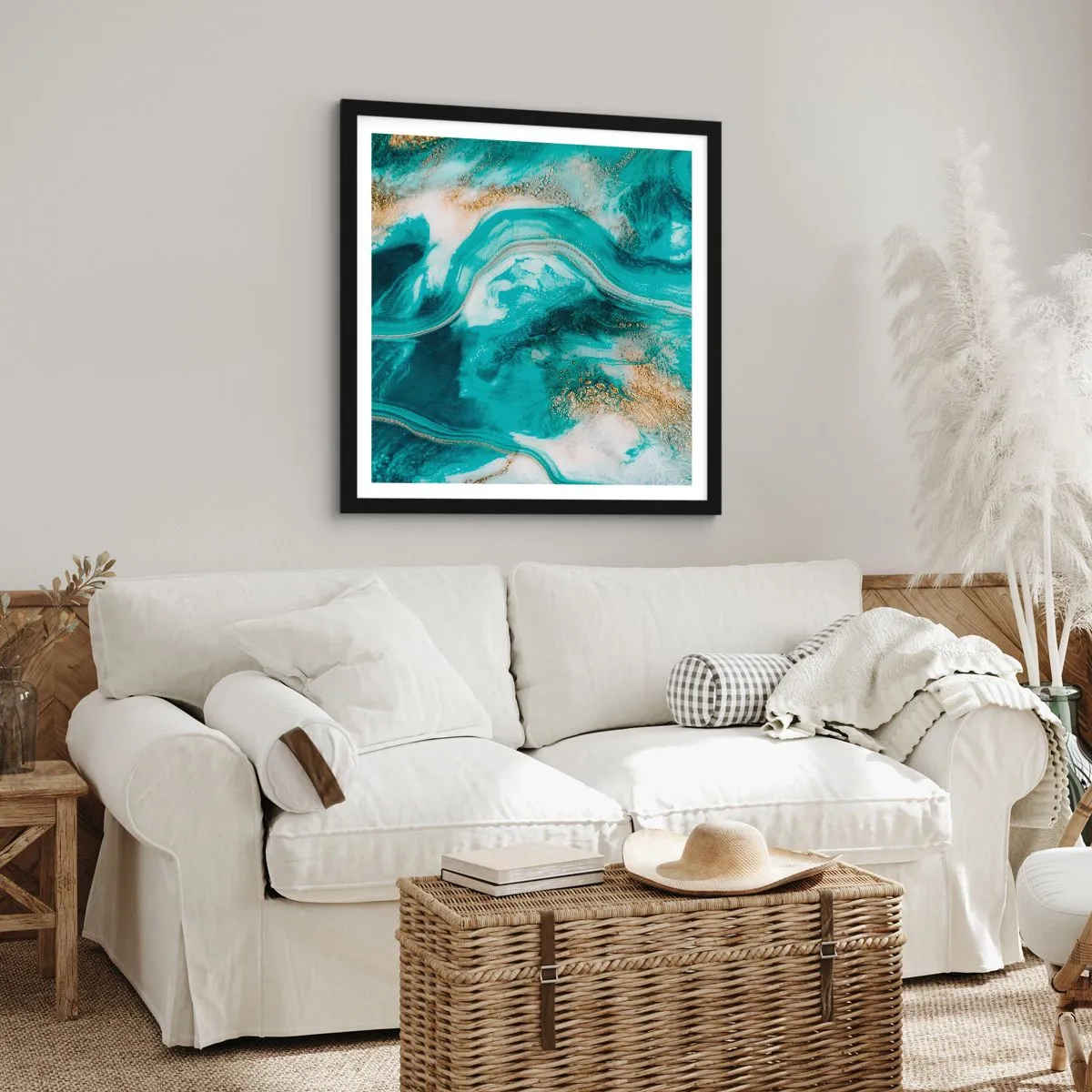 Plagát v čiernom ráme - Rieka zlata - 60x60 cm