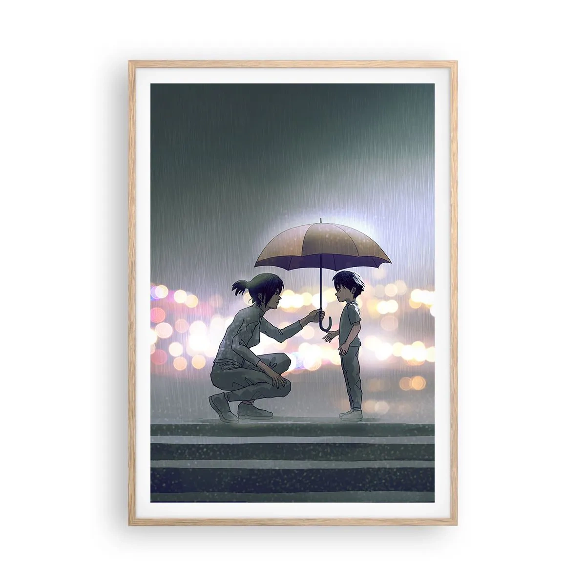 Plagát v ráme zo svetlého duba - A všetko je v poriadku - 70x100 cm