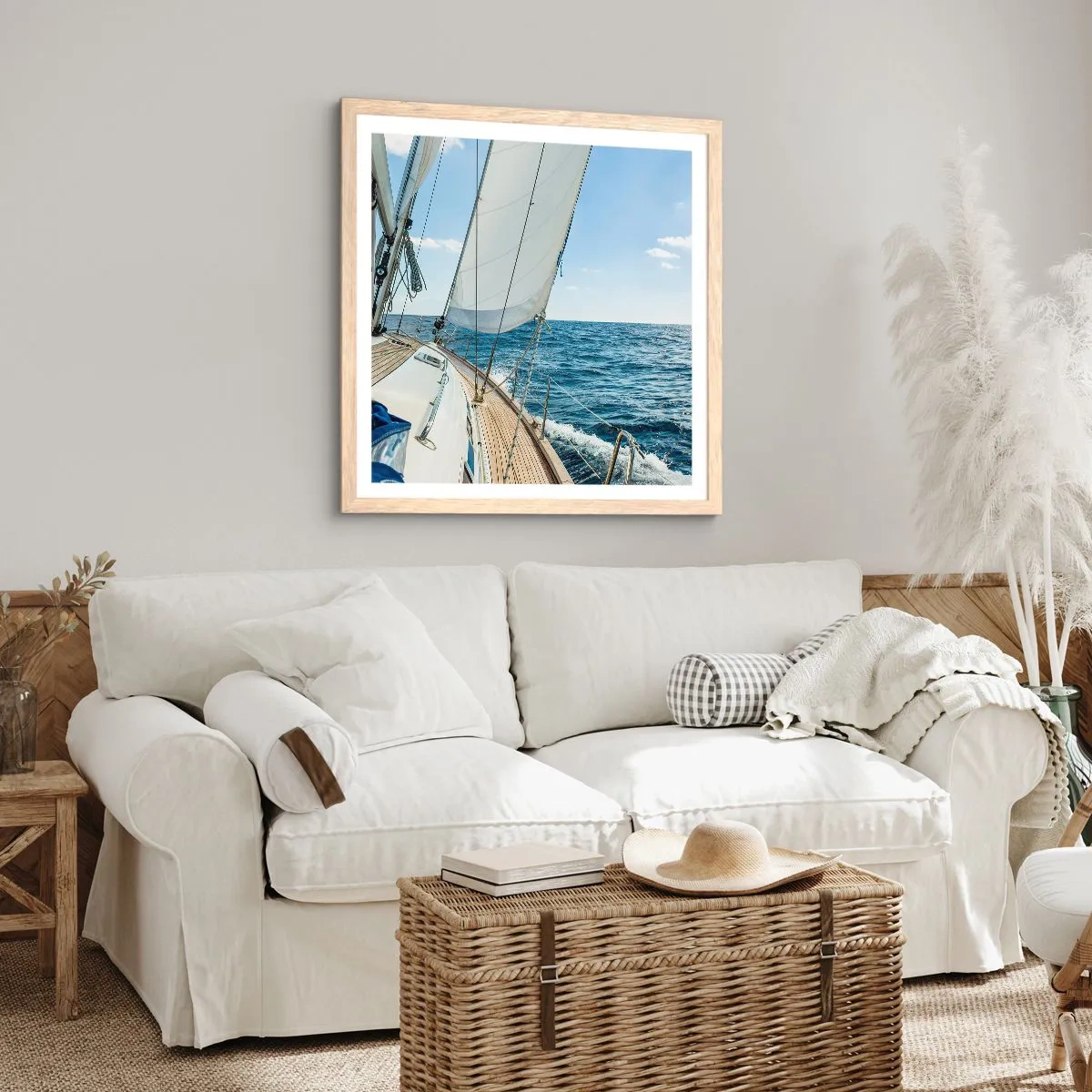 Plagát v ráme zo svetlého duba - Ahoj, dobrodružstvo - 60x60 cm