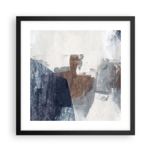 Plagát v čiernom ráme - Modro-hnedé tvary - 40x40 cm
