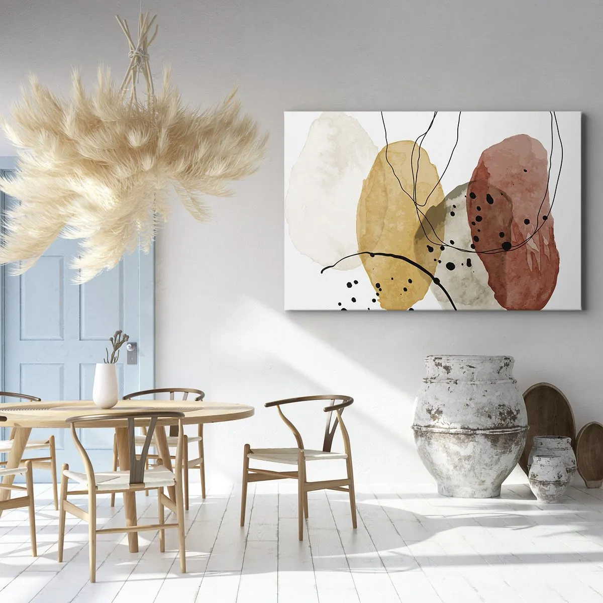 Obraz na plátne - Abstraktné škvrny v odtieňoch béžovej, žltej a červenej - 70x50cm - Ako ľahký, priezračný vzduch - Moderná nástenná dekorácia do obývacej izby a spálne ARTTOR