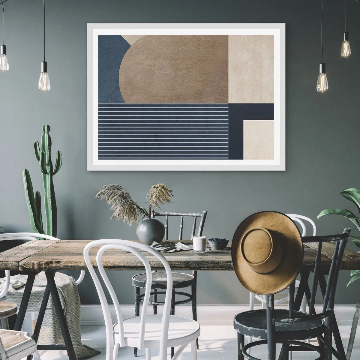 Plagát v bielom ráme - Kompozícia jednoduchosti a guľatosti - 50x40 cm