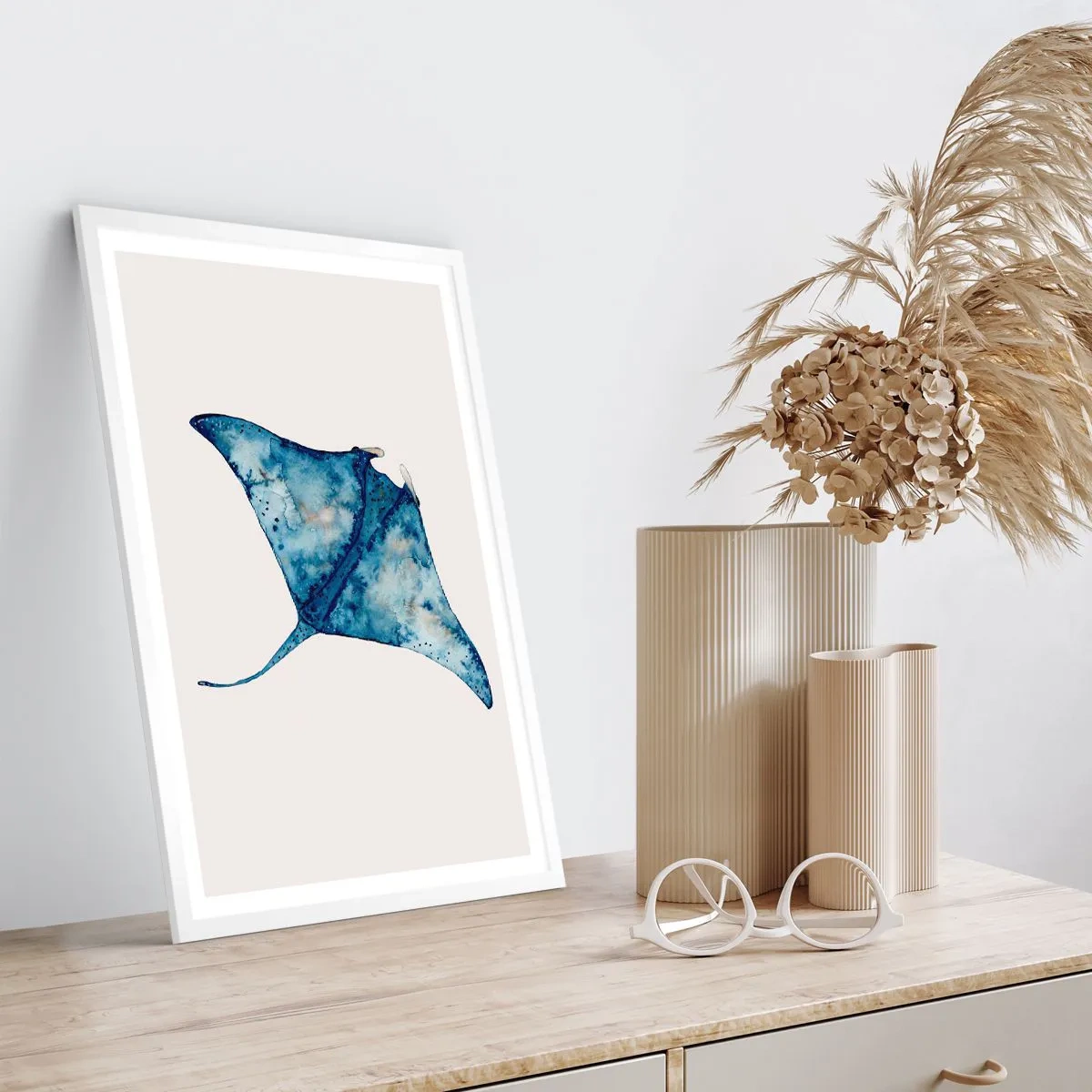 Plagát v bielom ráme - Modrý život - 50x70 cm