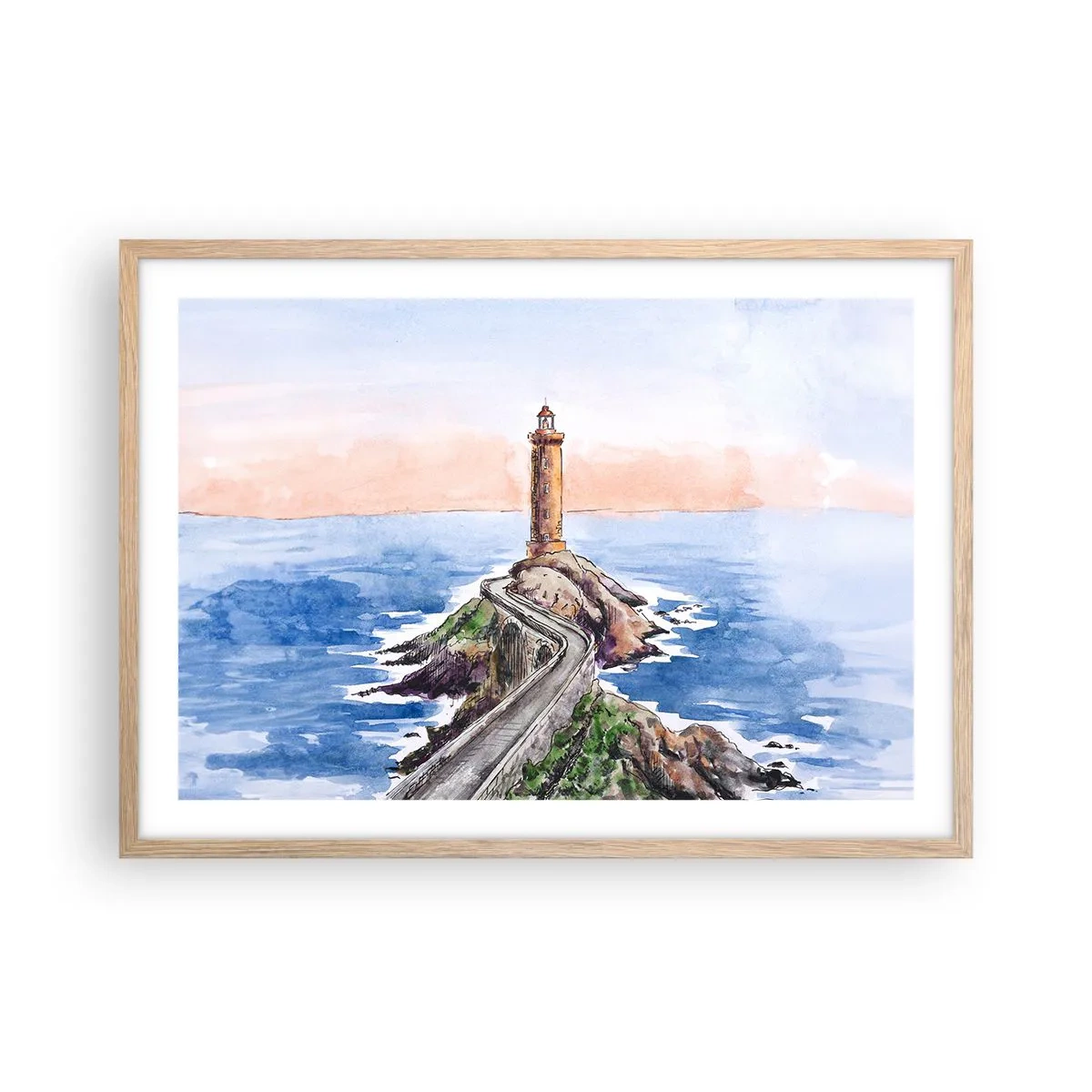 Plagát v ráme zo svetlého duba - Tvárou v tvár moru - 70x50 cm