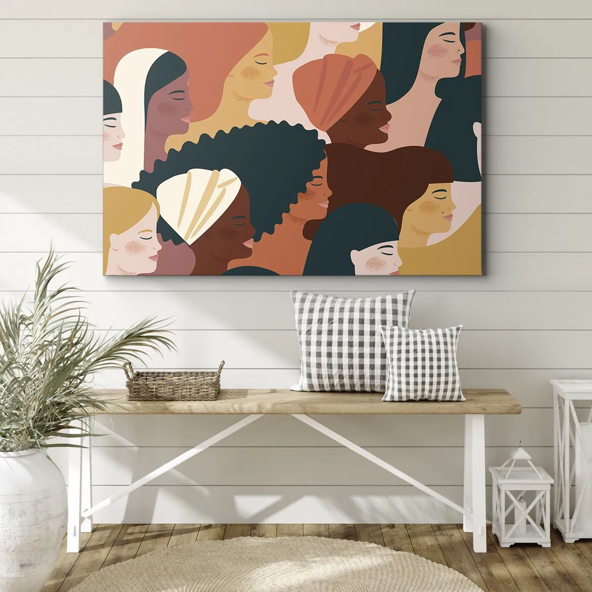 Obraz na plátne - Farebné profily žien v rôznych štýloch - 70x50cm - Iba ženskosť - Moderná nástenná dekorácia do obývacej izby a spálne ARTTOR