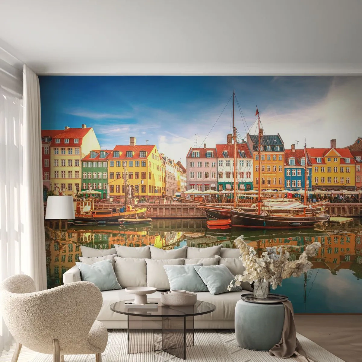 Samolepiaca Fototapeta Deluxe Sticker - Pri vode hladkej ako zrkadlo - Krajina, Architektúra, Kodaň - 250x175 cm