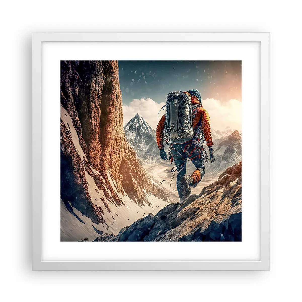 Plagát v bielom ráme - Osamelý bojovník - 40x40 cm