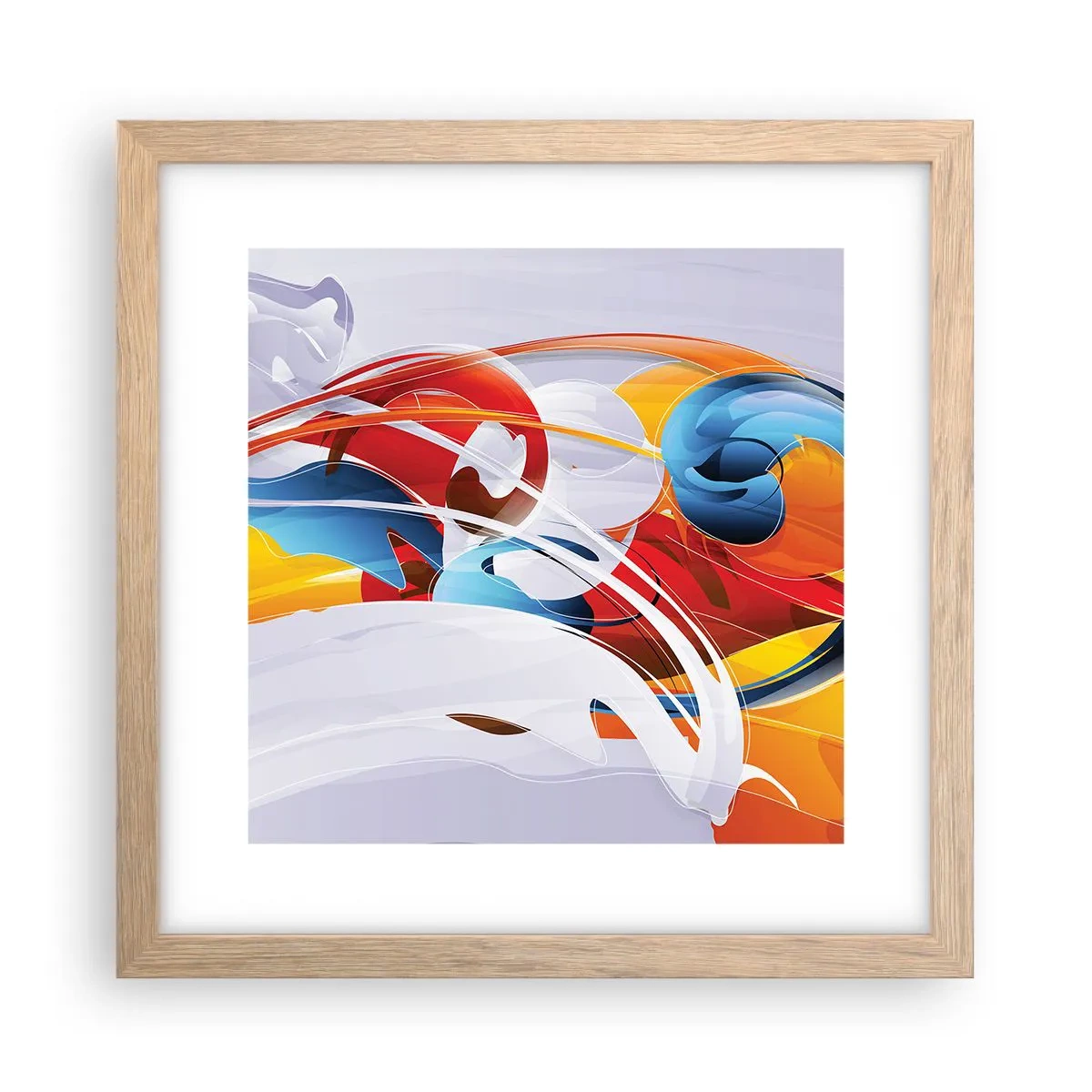 Plagát v ráme zo svetlého duba - Tanec živlov - 30x30 cm