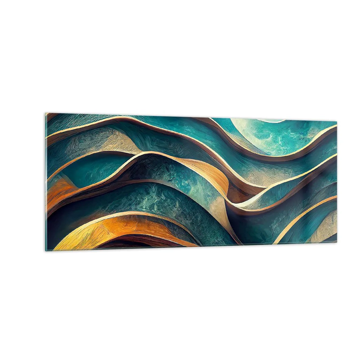 Obraz na skle - Meandre modrej - 100x40 cm
