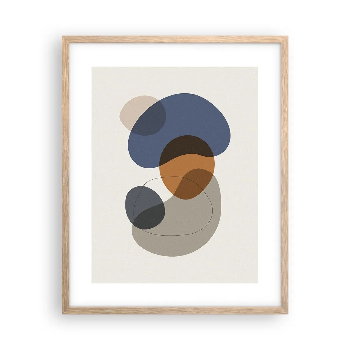 Plagát v ráme zo svetlého duba - Kvapky farieb - 40x50 cm