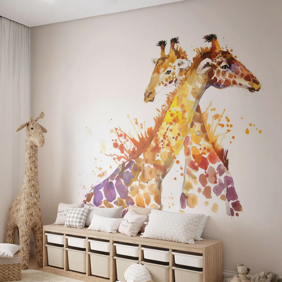 Fototapeta Standard Eco - Je to priateľstvo alebo je to láska? - Zvieratá, Žirafa, Grafika - 400x280 cm