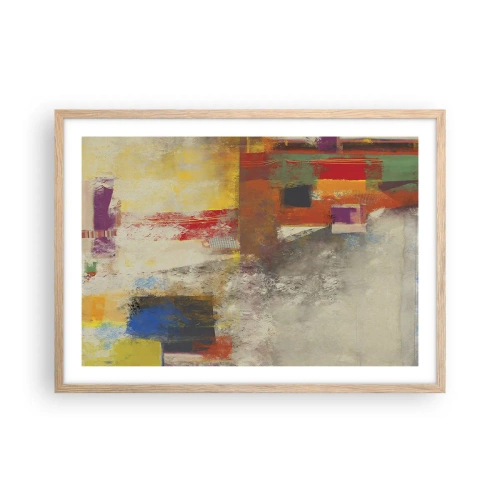 Plagát v ráme zo svetlého duba - Geometria farieb - 70x50 cm