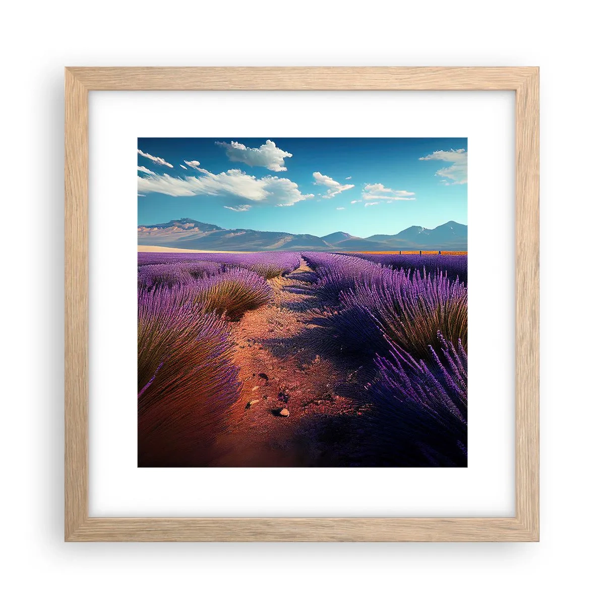Plagát v ráme zo svetlého duba - Voňavé polia - 30x30 cm