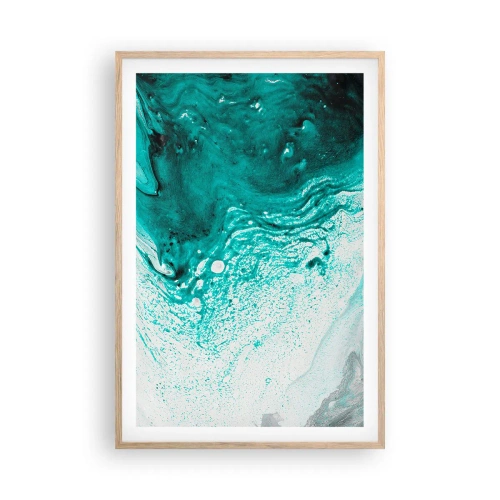 Plagát v ráme zo svetlého duba - Prepadnúť sa v bielej a tyrkysovej - 61x91 cm
