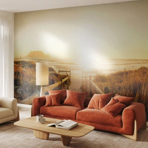 Fototapeta Premium Canvas - Dunami smerom k slnku - Krajina, Pláž, Západ slnka - 100x70 cm