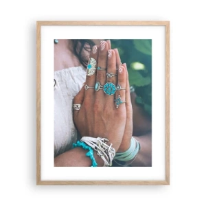 Plagát v ráme zo svetlého duba - Vitajte v centre bytia - 40x50 cm