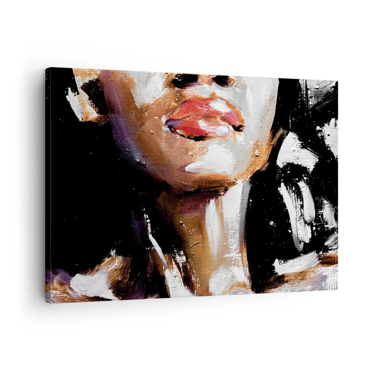 Obraz na plátne - Portrét ženy v expresívnom maliarskom štýle na tmavom pozadí - 70x50cm - Hrdosť bez predsudkov - Moderná nástenná dekorácia do obývacej izby a spálne ARTTOR