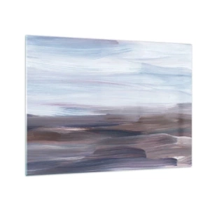 Obraz na skle - Horizontálne pruhy vody v odtieňoch modrej a hnedej v abstraktnom štýle - 70x50cm - Živly: voda - Moderná nástenná dekorácia do obývacej izby a spálne ARTTOR