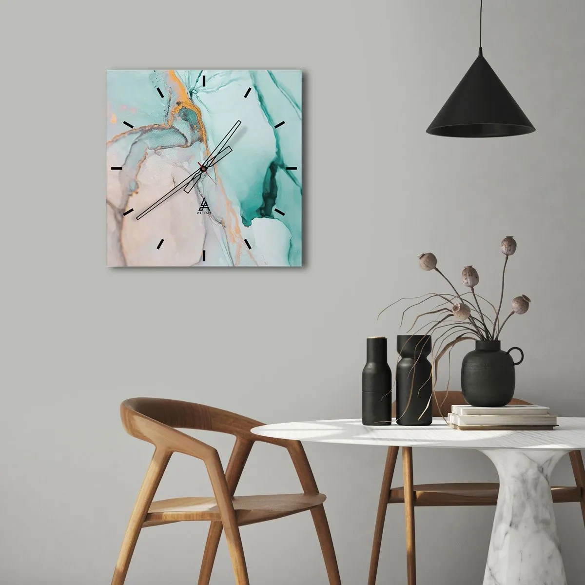 Nástenné hodiny - Tanec tvarov a farieb - 40x40 cm