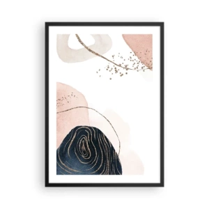 Plagát v čiernom ráme - Abstraktné tvary v pastelových odtieňoch so zlatými akcentmi - 50x70cm - Všetko plynie - Moderná nástenná dekorácia do obývacej izby a spálne ARTTOR