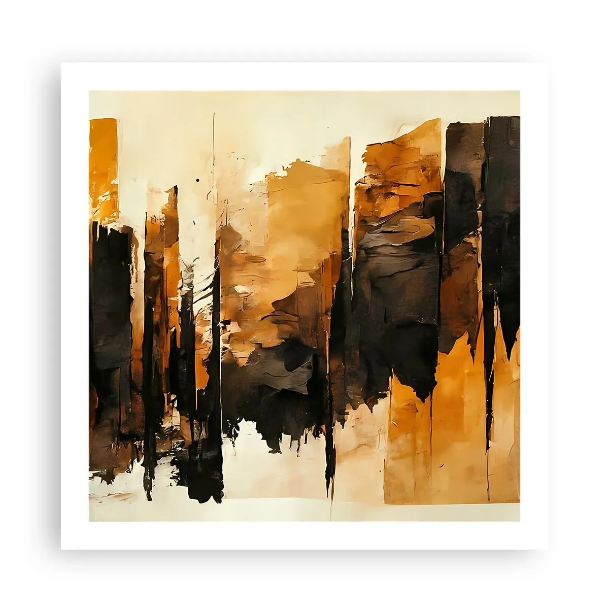 Plagát - Harmónia čiernej a zlatej - 60x60 cm