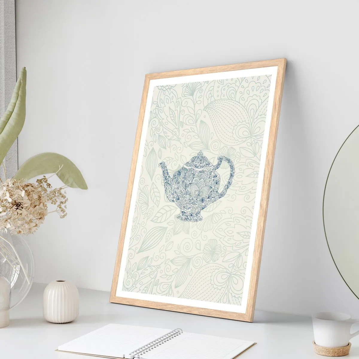 Plagát v ráme zo svetlého duba - Čajové kúzlo - 40x50 cm