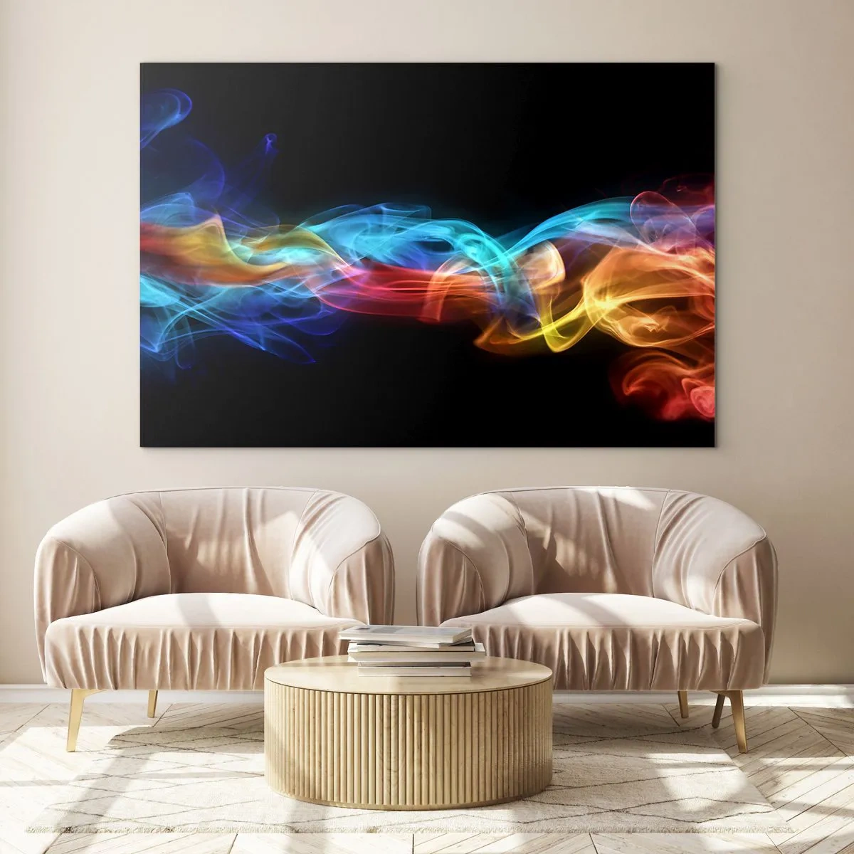 Obraz na skle - Dúhový tanec hmly - 100x70 cm