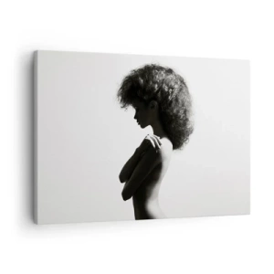 Obraz na plátne - Jemná silueta ženy v čiernobielych odtieňoch na svetlom pozadí - 70x50cm - Ako kvetina na štíhlej stonke - Moderná nástenná dekorácia do obývacej izby a spálne ARTTOR
