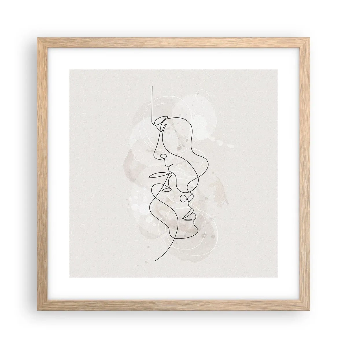 Plagát v ráme zo svetlého duba - Zamotaní v objatí - 40x40 cm