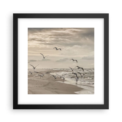 Plagát v čiernom ráme - Šumenie mora, spev vtákov - 30x30 cm