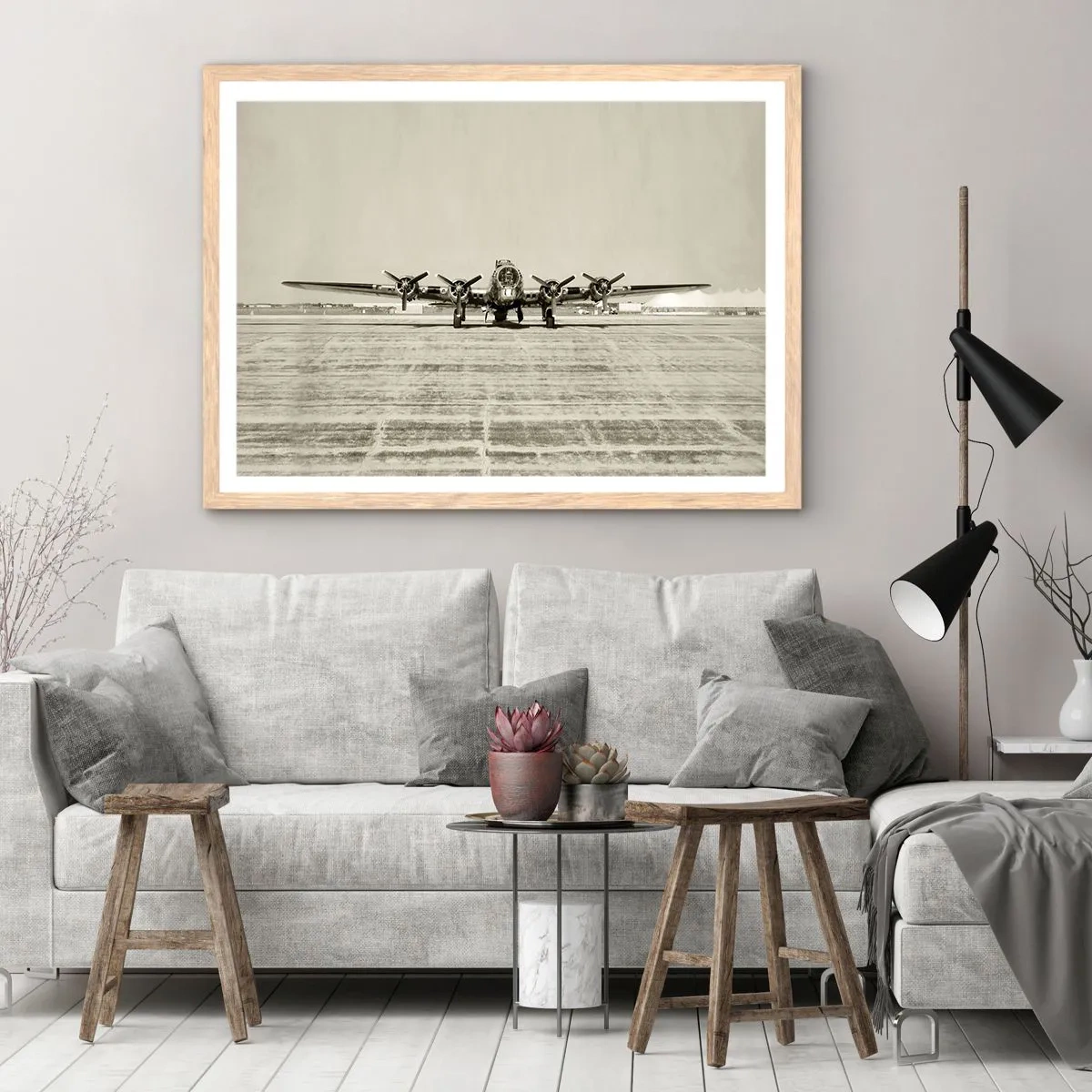 Plagát v ráme zo svetlého duba - Ako vždy pripravený - 100x70 cm