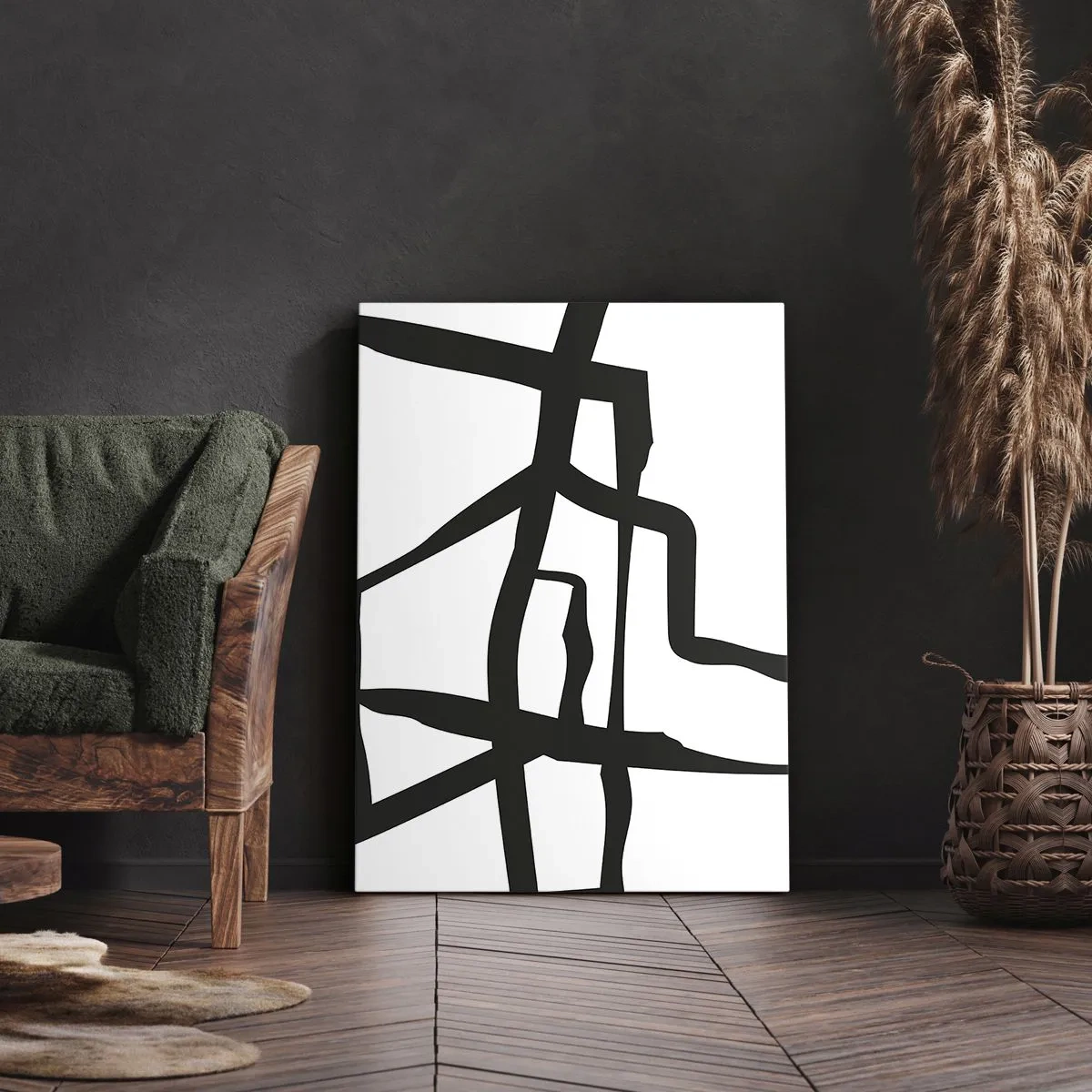 Obraz na plátne - Čiernobiela konštrukcia - 50x70 cm