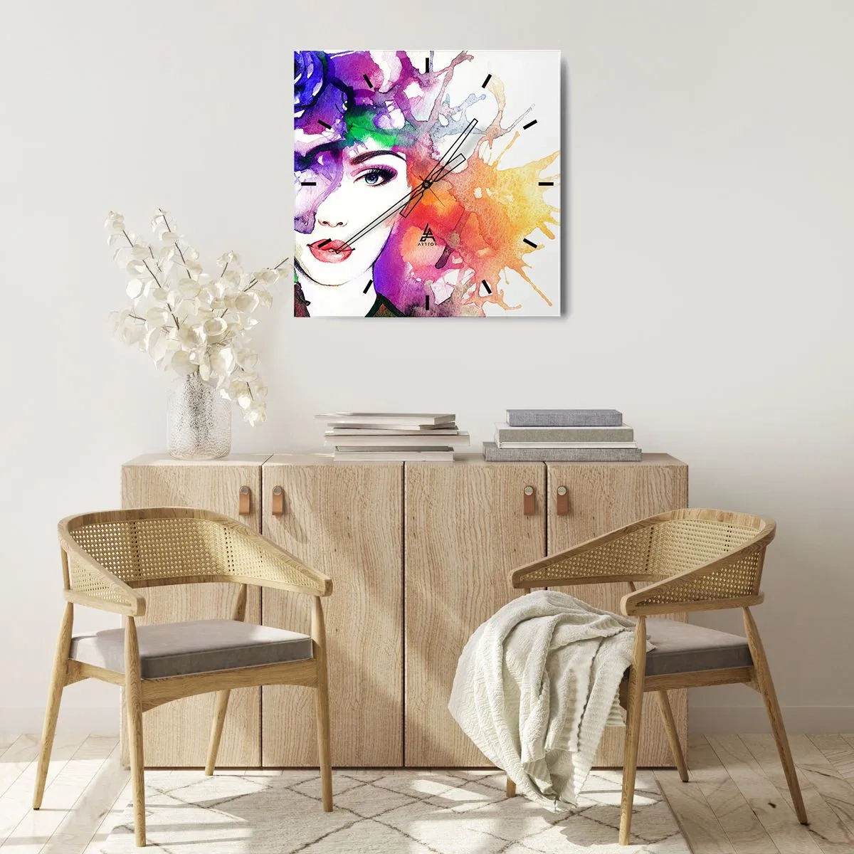 Nástenné hodiny - S hlavou v oblakoch - 40x40 cm