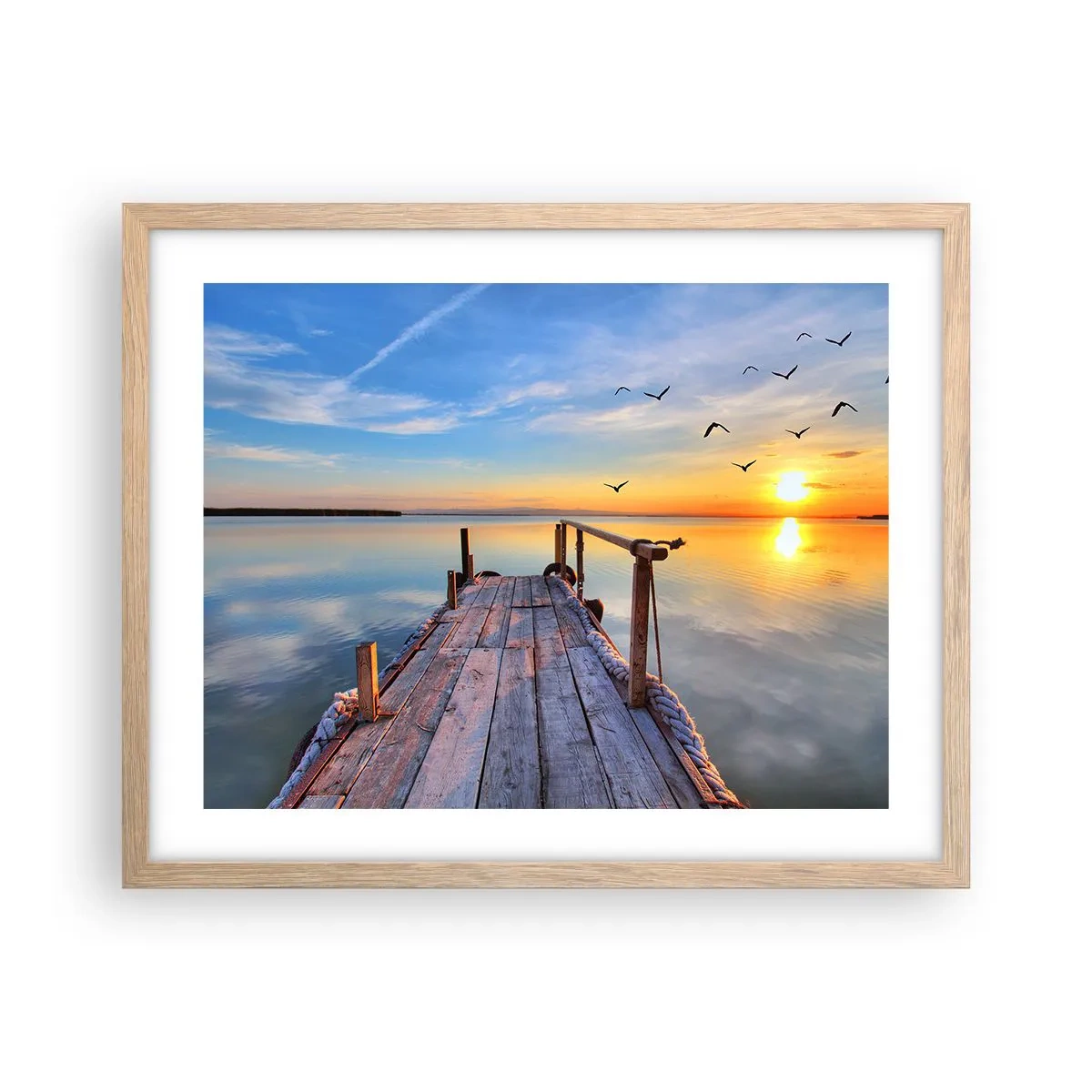 Plagát v ráme zo svetlého duba - Ísť pred seba smerom k slnku - 50x40 cm