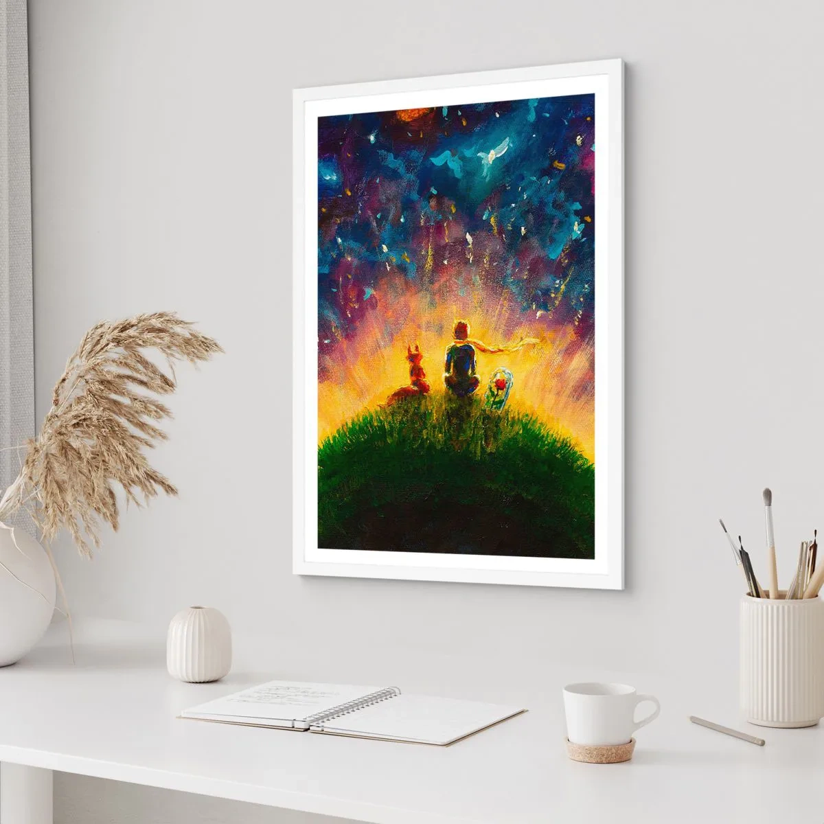 Plagát v bielom ráme - Láska a priateľstvo - celý svet - 50x70 cm