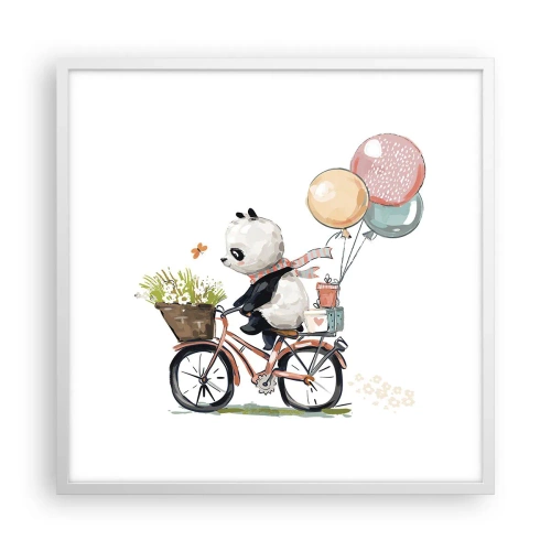 Plagát v bielom ráme - Šťastný deň - 60x60 cm