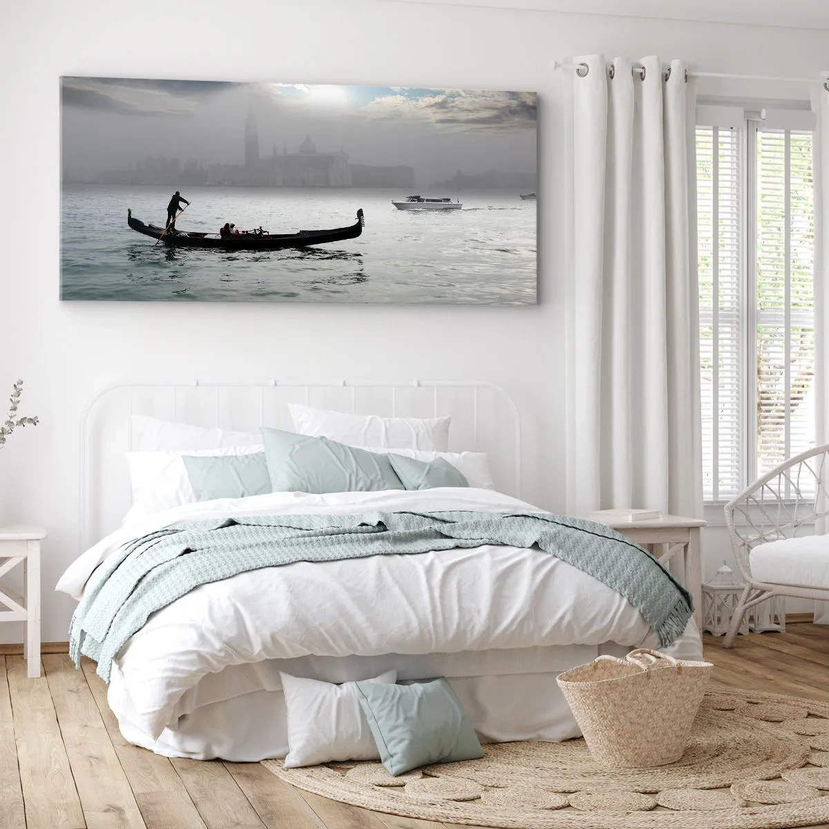 Obraz na plátne - Rozprávkové mesto z vody a hmly - 100x40 cm
