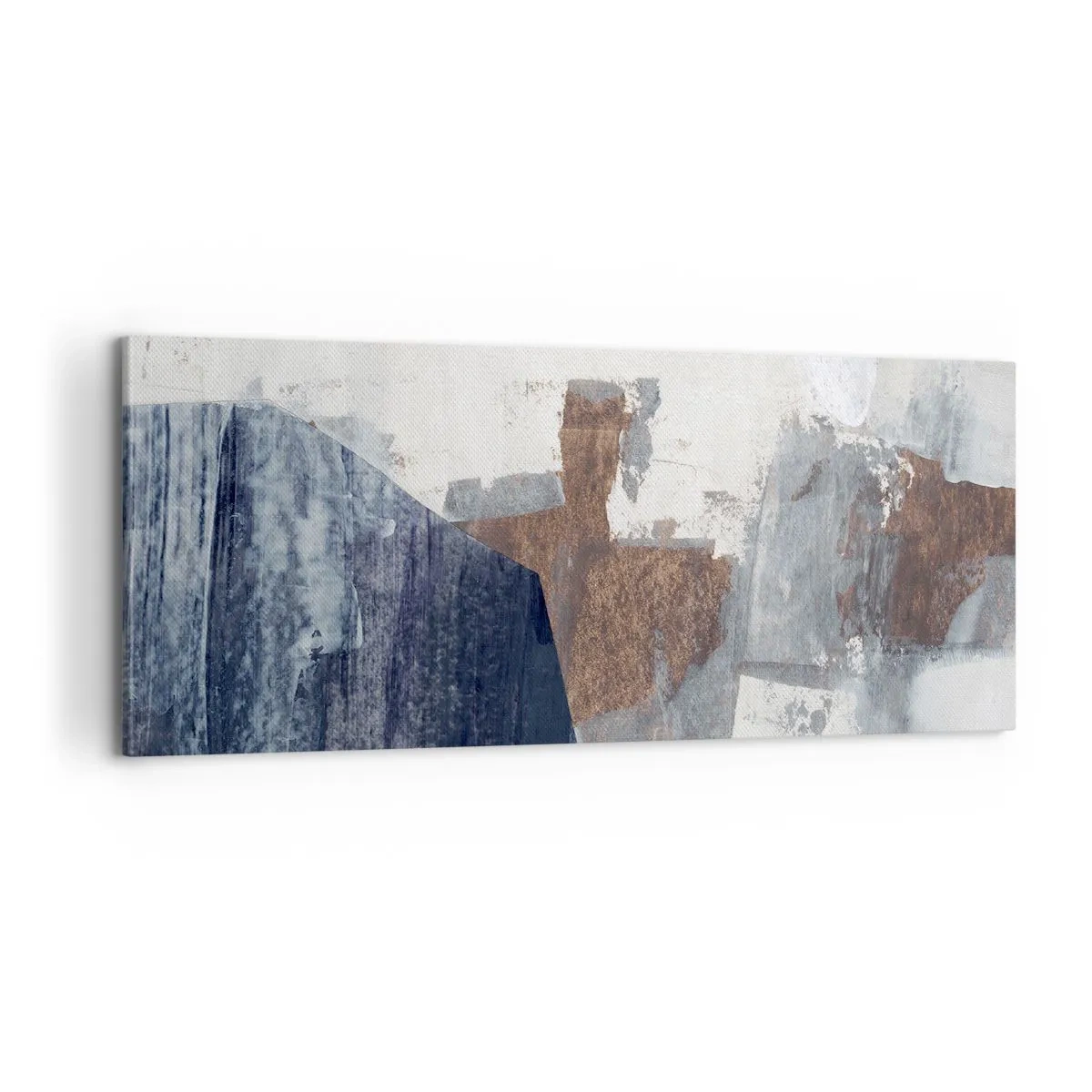Obraz na plátne - Modro-hnedé tvary - 100x40 cm