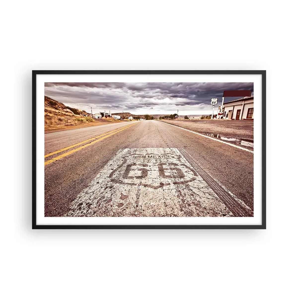 Plagát v čiernom ráme - Mother Road - americká legenda - 91x61 cm