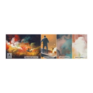 Vzorka fototapety Premium Canvas - Loďou cez galaxiu - Abstrakcia, Fantázia, Výlet - 100x30 cm