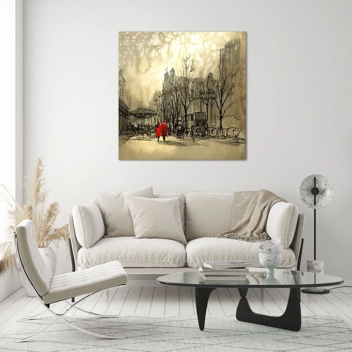Obraz na skle - Rande v londýnskej hmle  - 30x30 cm