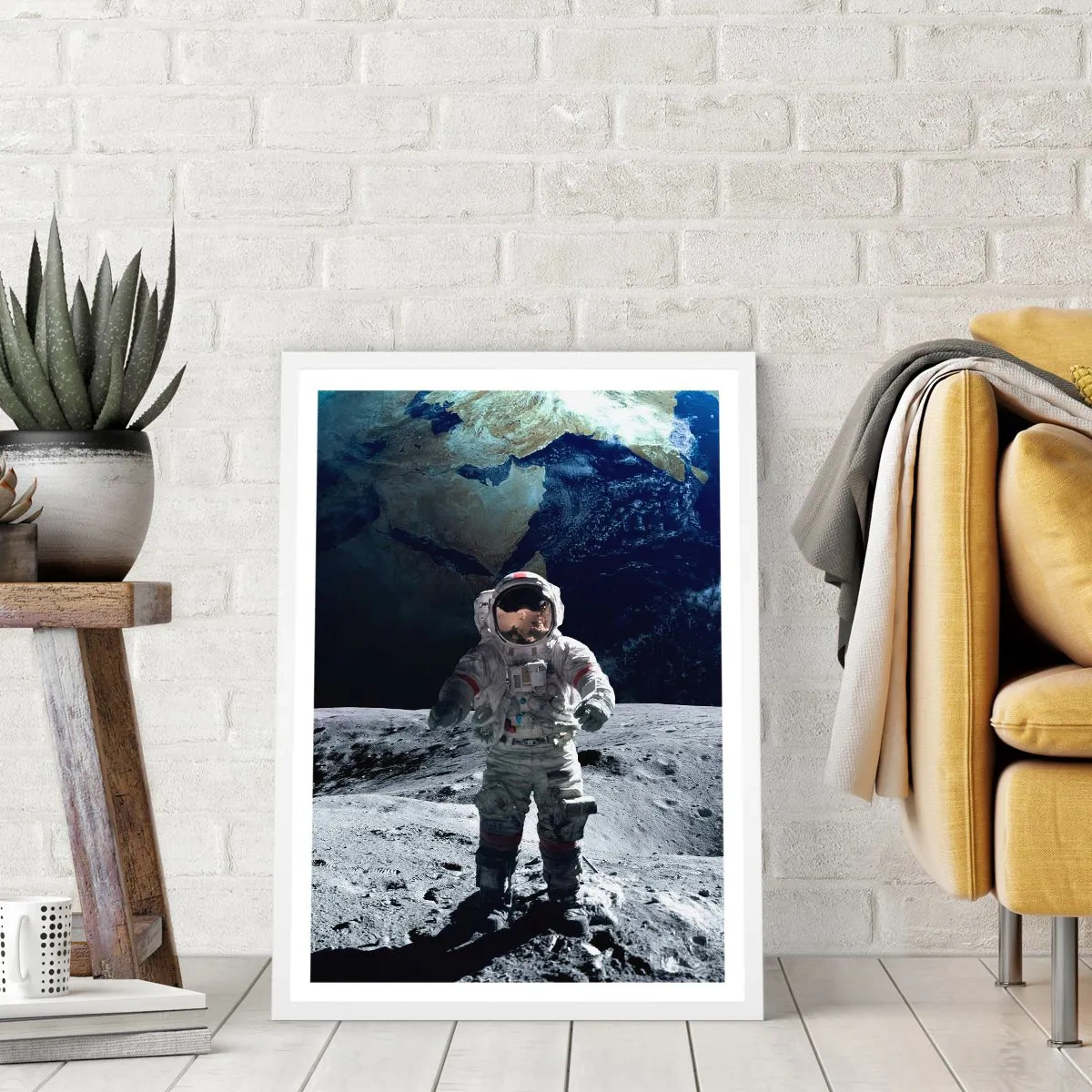 Plagát v bielom ráme - Pozdravy z Mesiaca - 50x70 cm