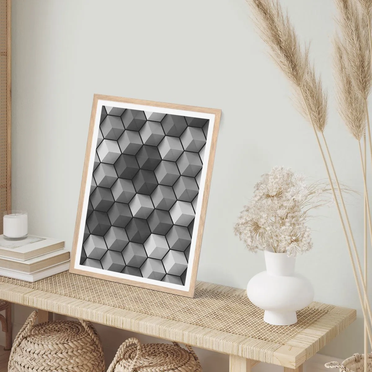 Plagát v ráme zo svetlého duba - Kubistické puzzle - 61x91 cm