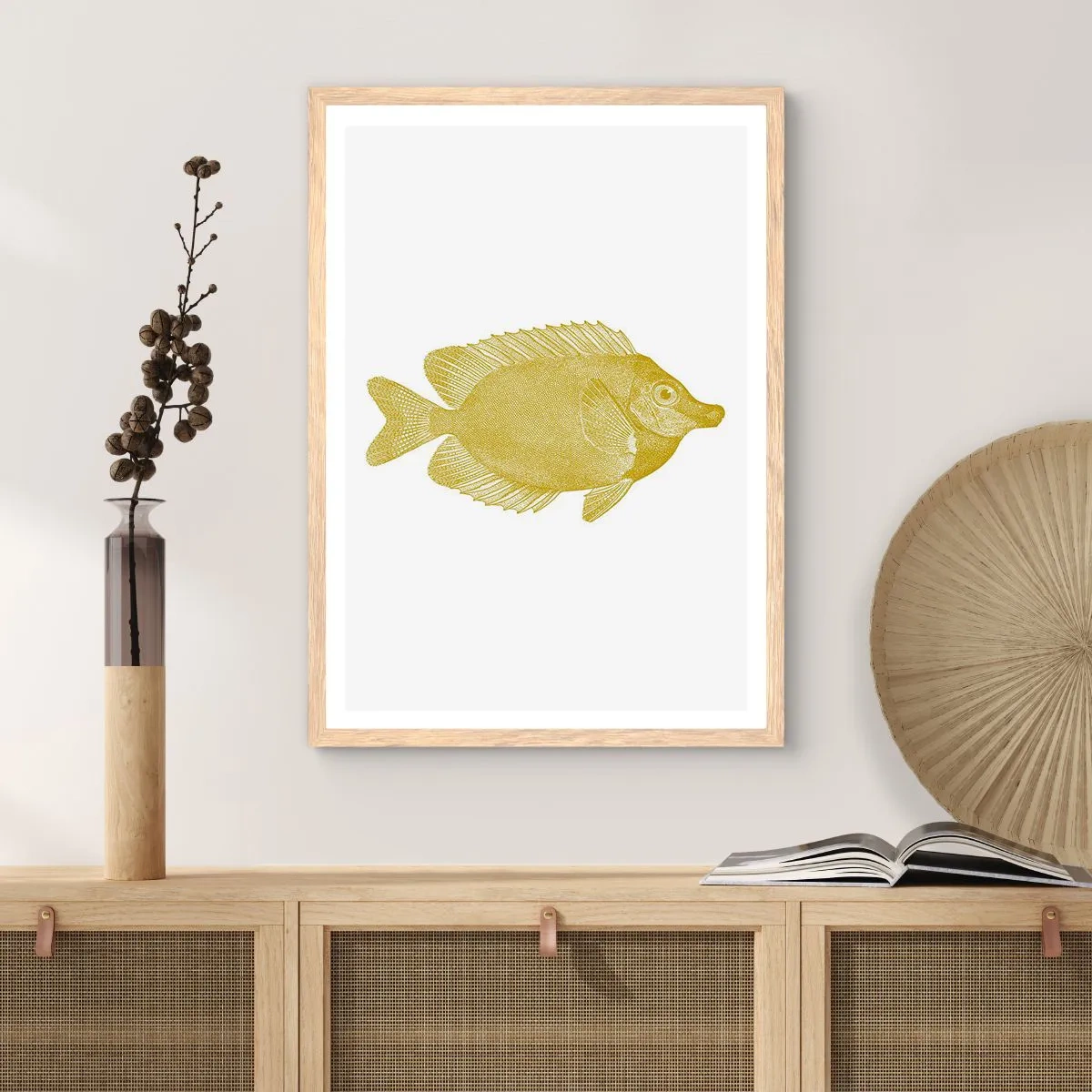Plagát v ráme zo svetlého duba - Proste ryba - 70x100 cm