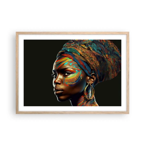 Plagát v ráme zo svetlého duba - Africká kráľovná - 70x50 cm