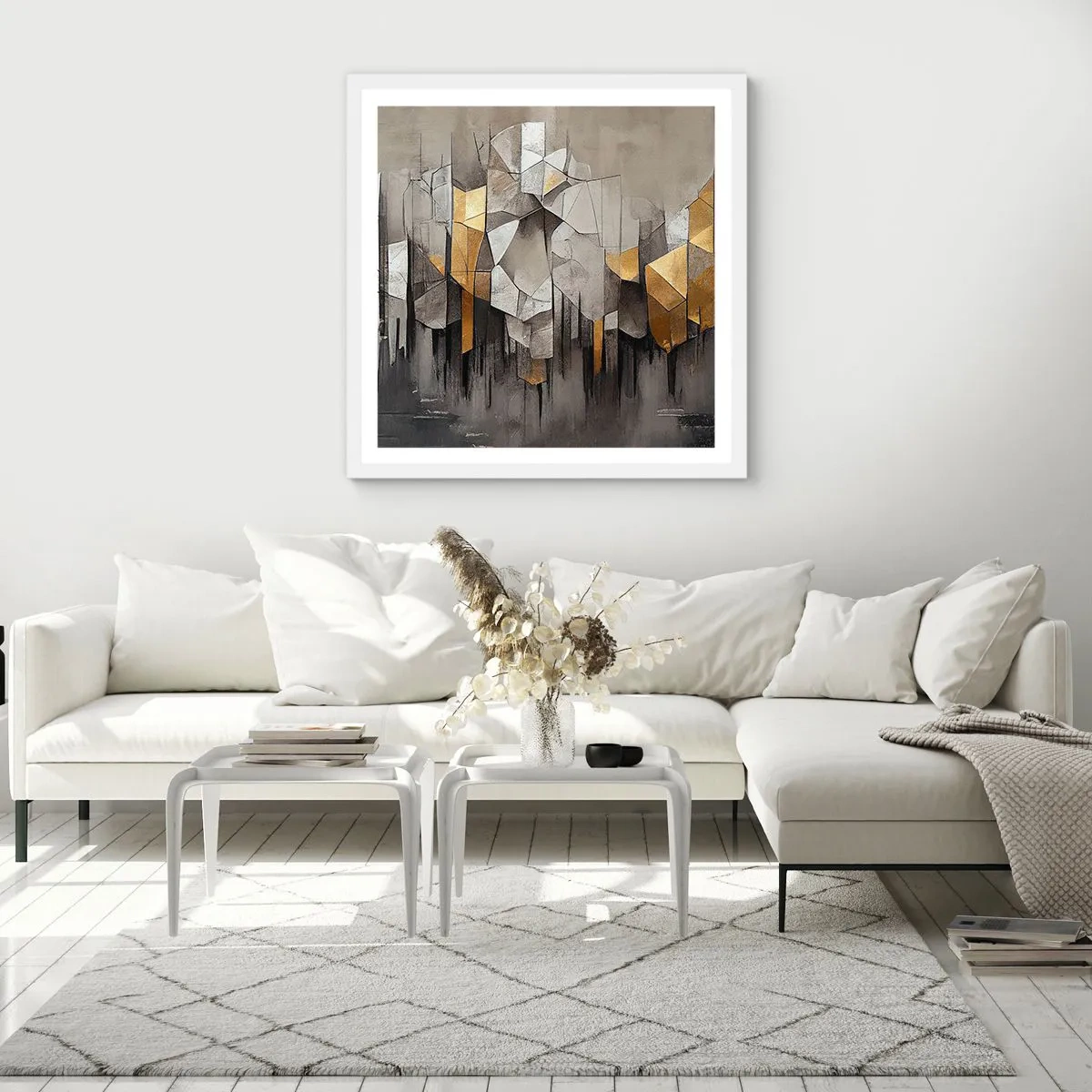 Plagát v bielom ráme - Kompozícia z ľadu a svetla - 60x60 cm