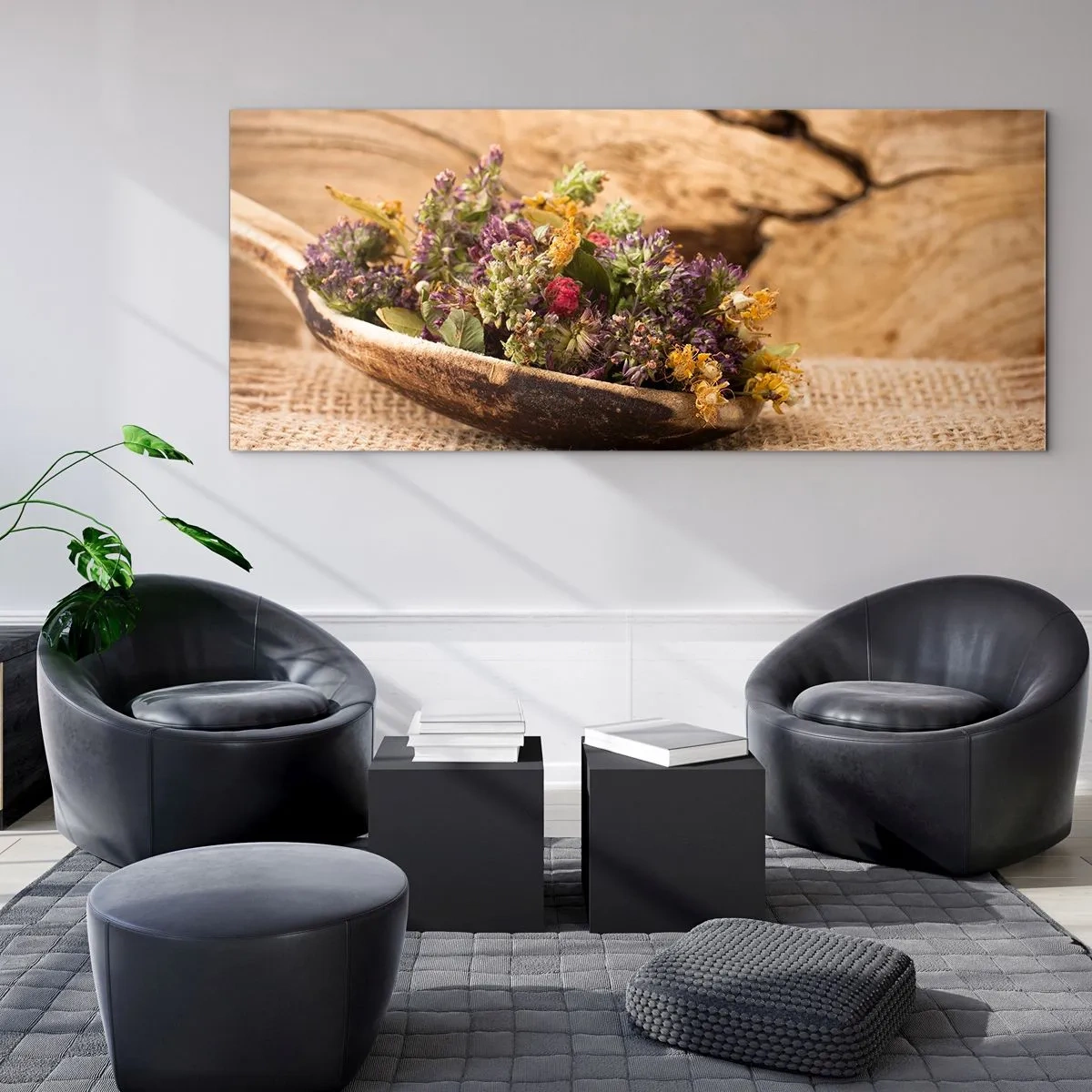 Obraz na skle - Farebné kvety a voňavé bylinky - 160x50 cm