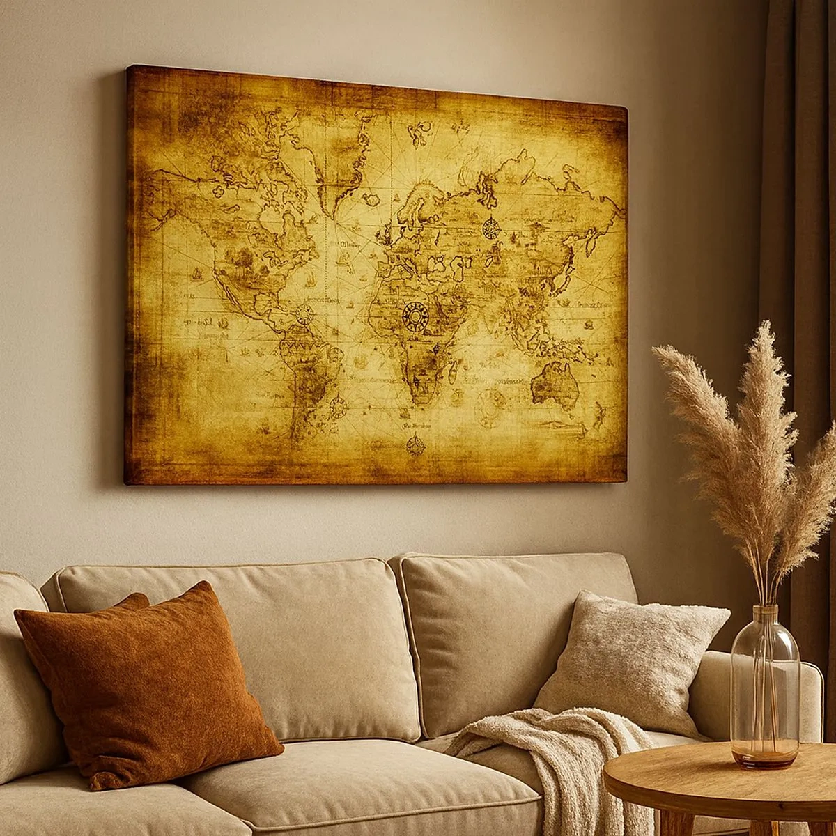 Obraz na plátne - Staroveká mapa sveta - 70x50cm - Tento svet je divný - Moderná nástenná dekorácia do obývacej izby a spálne ARTTOR