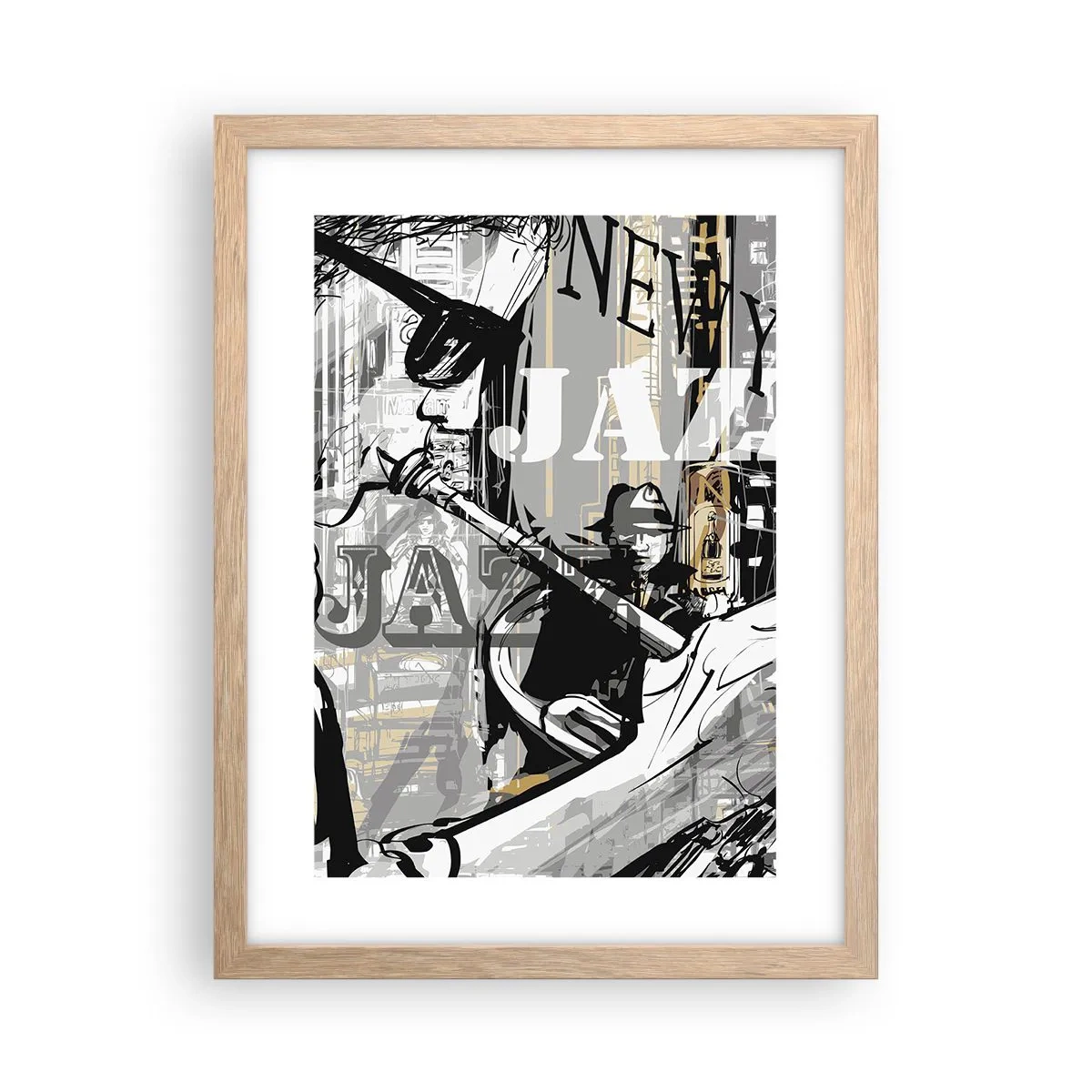 Plagát v ráme zo svetlého duba - V rytme New Yorku - 30x40 cm